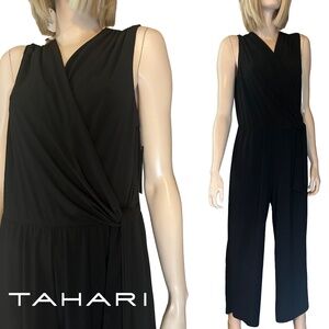 Tahari Jumpsuit Romper 1-Piece Surplice V-Neck Cross Over Front with Tie Waist